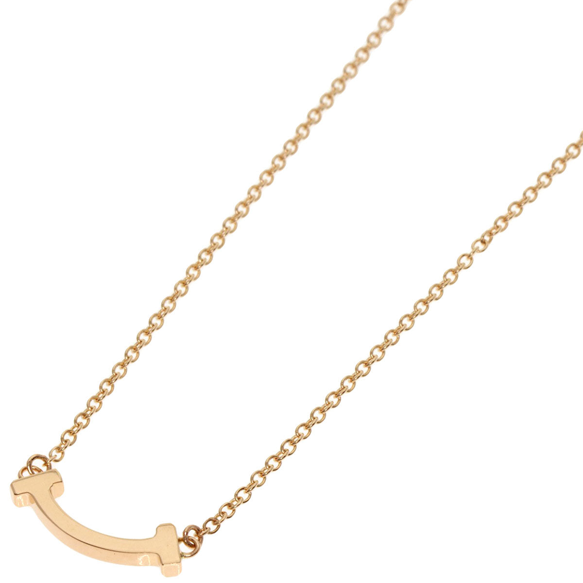 TIFFANY&Co. T Smile Mini Necklace K18 Pink Gold Ladies [Used]