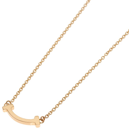 TIFFANY&Co. T Smile Mini Necklace K18 Pink Gold Ladies [Used]