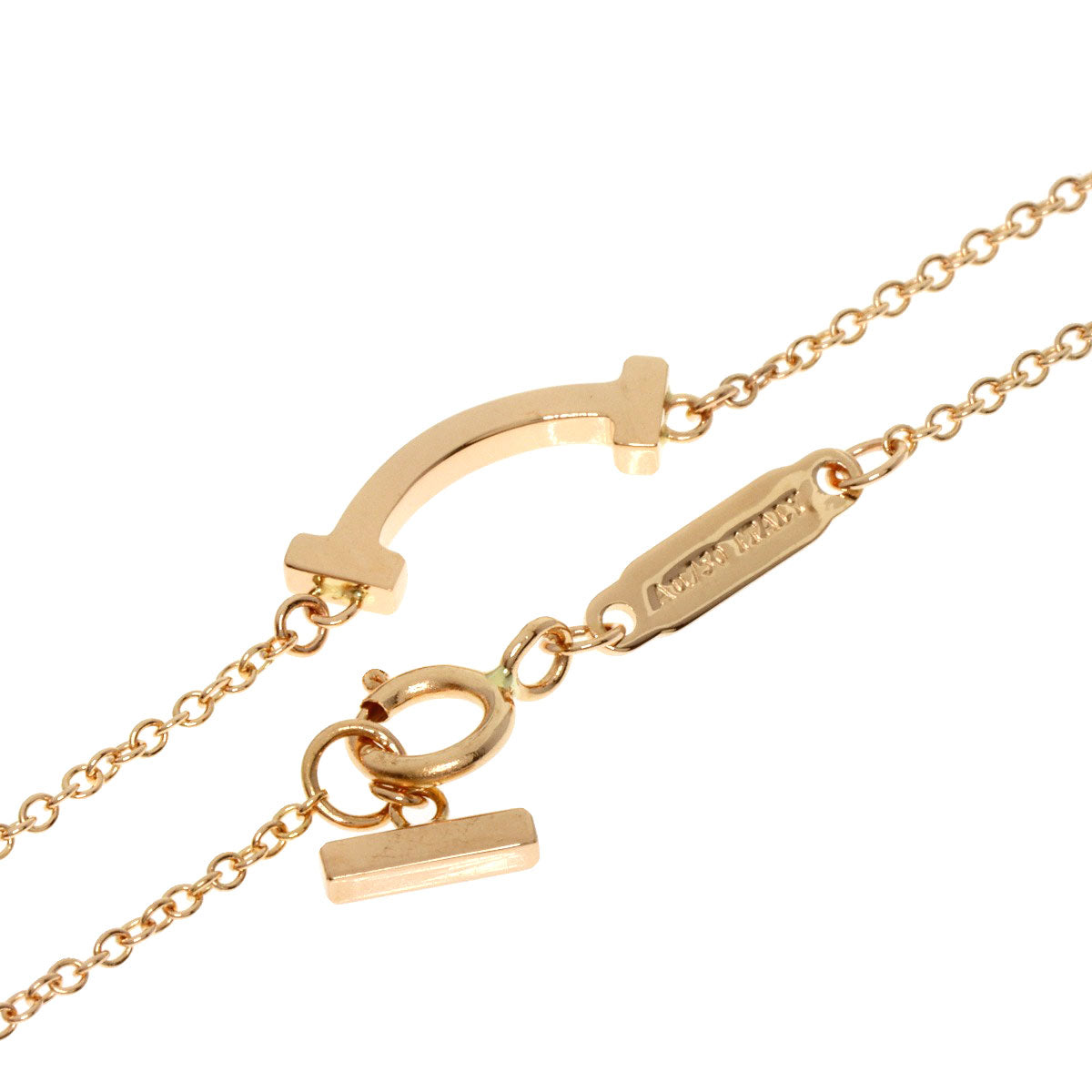 TIFFANY&Co. T Smile Mini Necklace K18 Pink Gold Ladies [Used]
