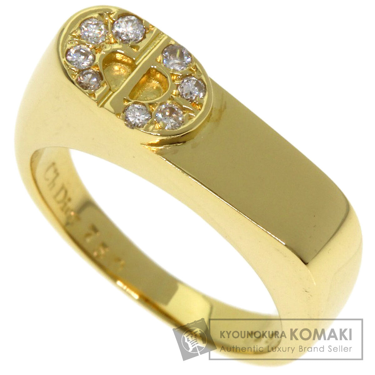 Dior CD logo Diamond Ring K18 Yellow Gold Ladies [Used]