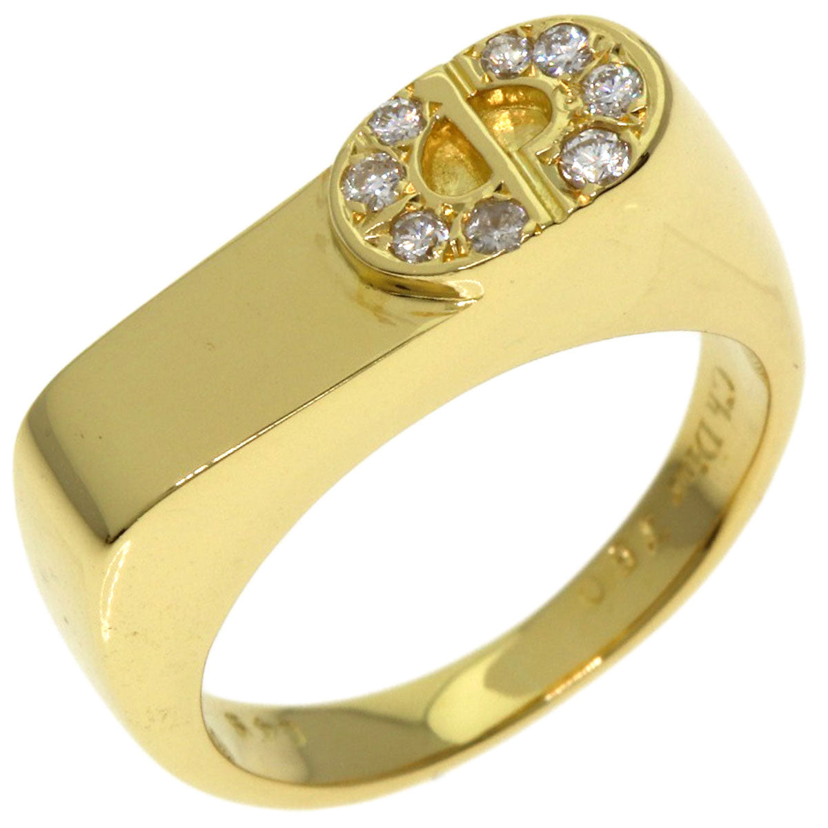 Dior CD logo Diamond Ring K18 Yellow Gold Ladies [Used]