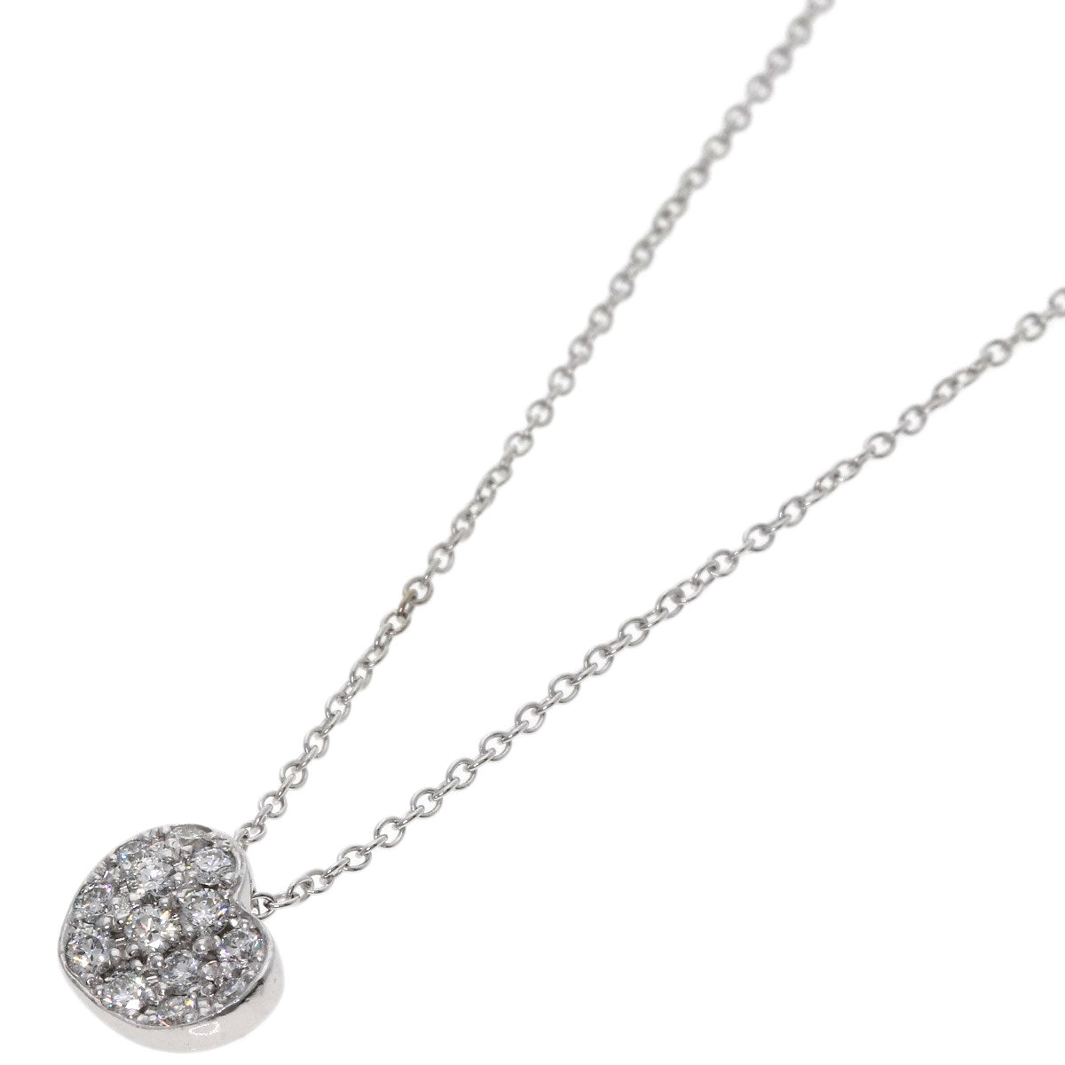 Ponte Vecchio heart pavé diamond Necklace K18 White Gold Ladies [Used]