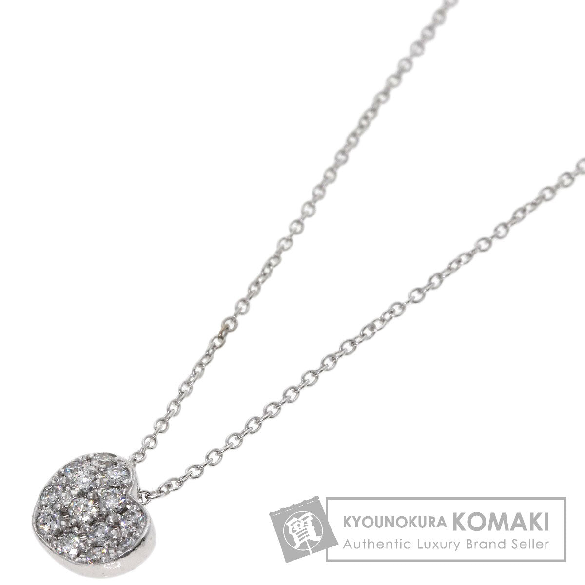 Ponte Vecchio heart pavé diamond Necklace K18 White Gold Ladies [Used]