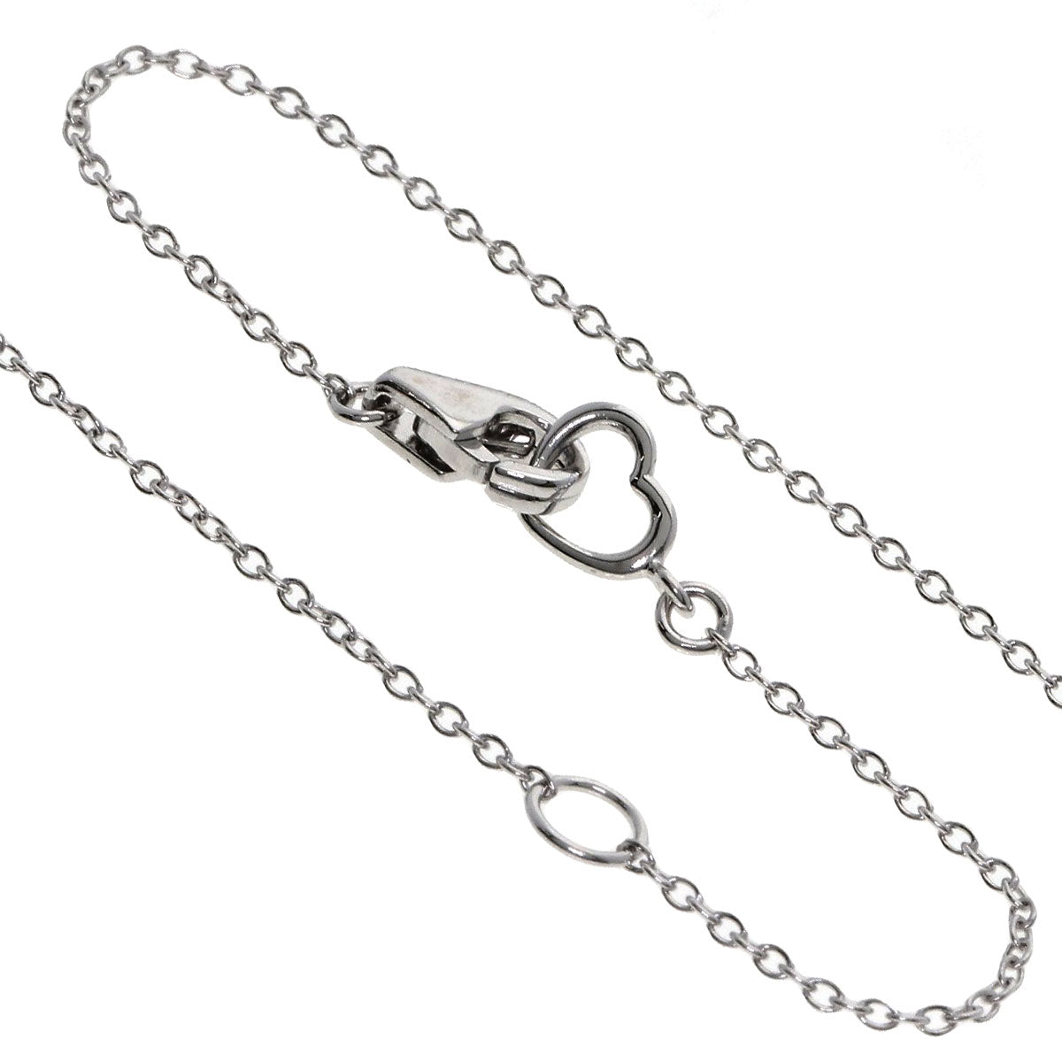 Ponte Vecchio heart pavé diamond Necklace K18 White Gold Ladies [Used]