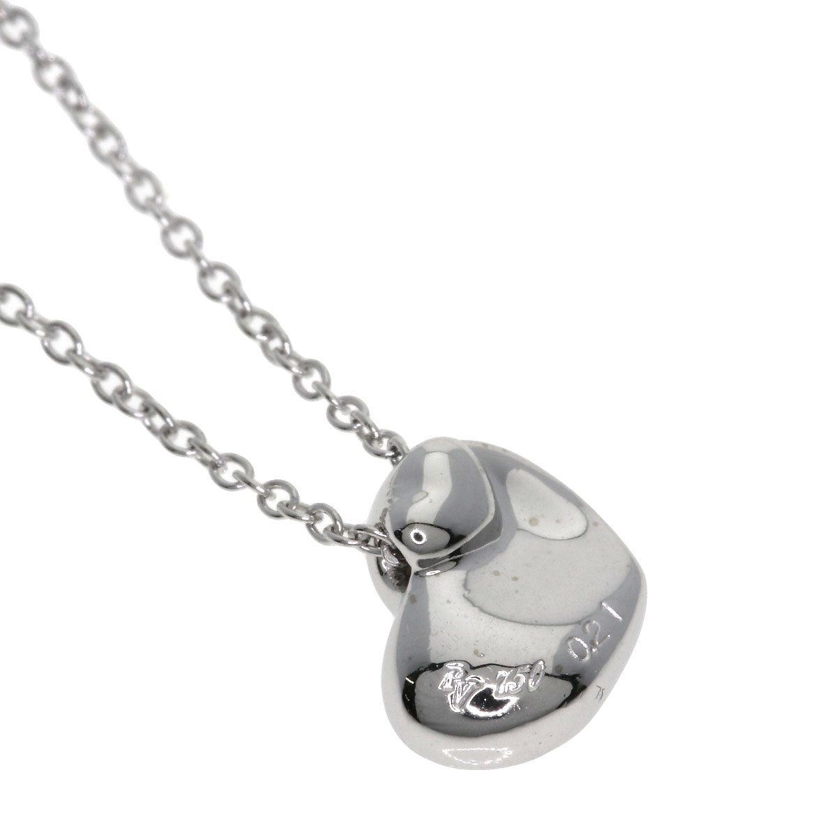 Ponte Vecchio heart pavé diamond Necklace K18 White Gold Ladies [Used]