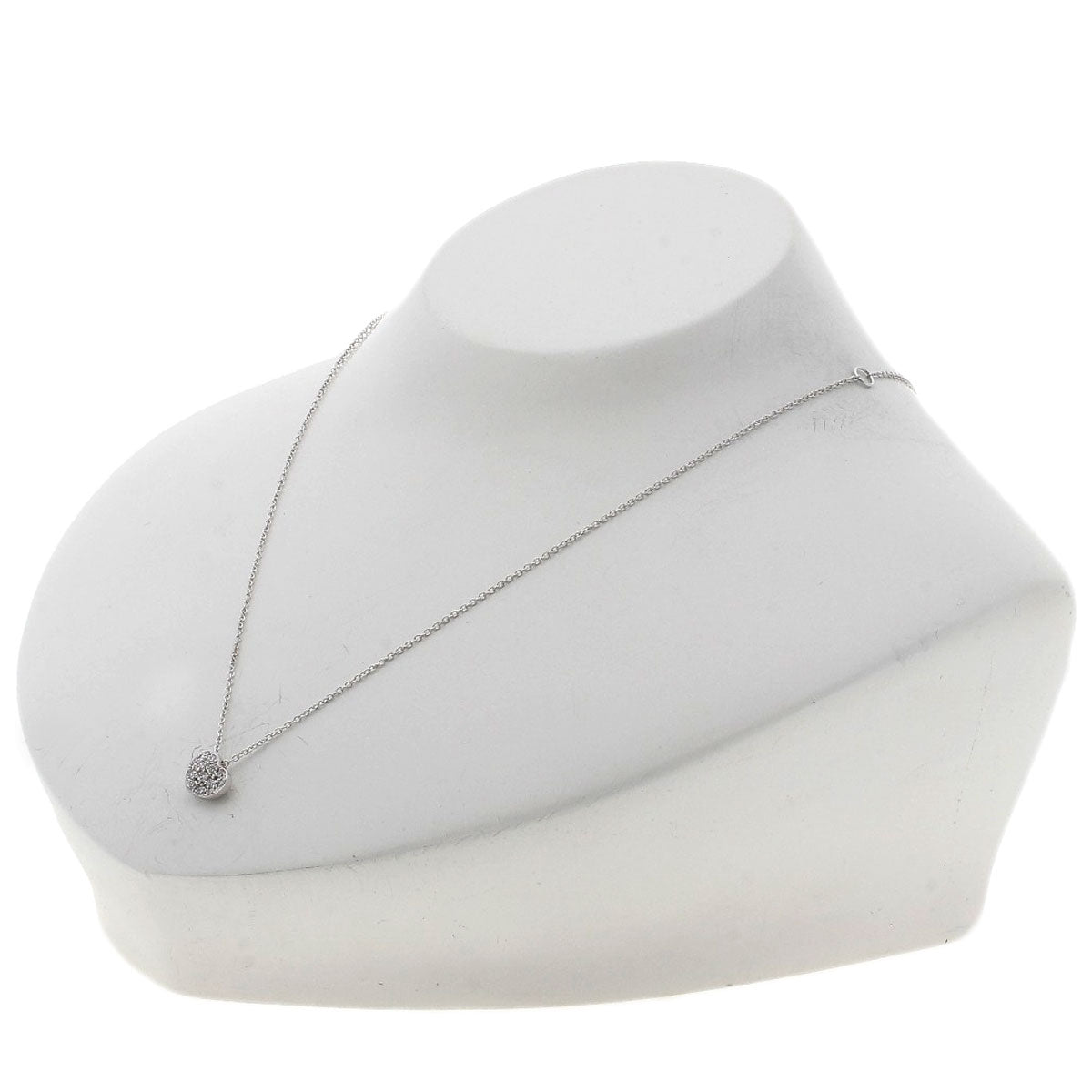 Ponte Vecchio heart pavé diamond Necklace K18 White Gold Ladies [Used]