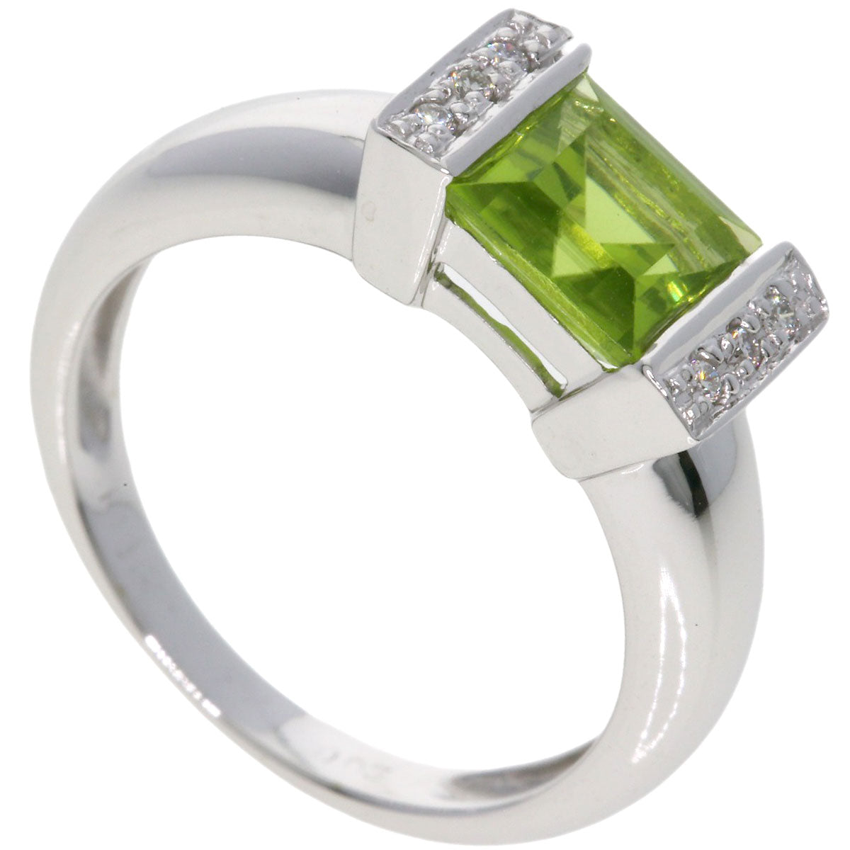 Ponte Vecchio Peridot Diamond Ring K18 White Gold Ladies [Used]