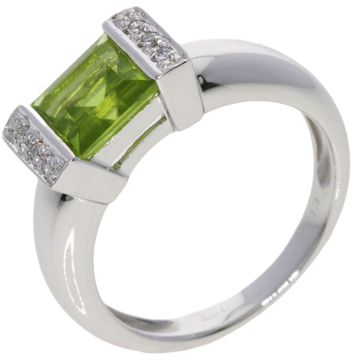 Ponte Vecchio Peridot Diamond Ring K18 White Gold Ladies [Used]
