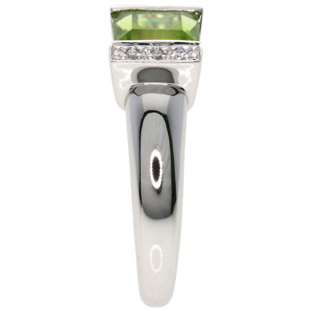 Ponte Vecchio Peridot Diamond Ring K18 White Gold Ladies [Used]