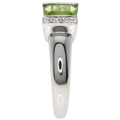 Ponte Vecchio Peridot Diamond Ring K18 White Gold Ladies [Used]