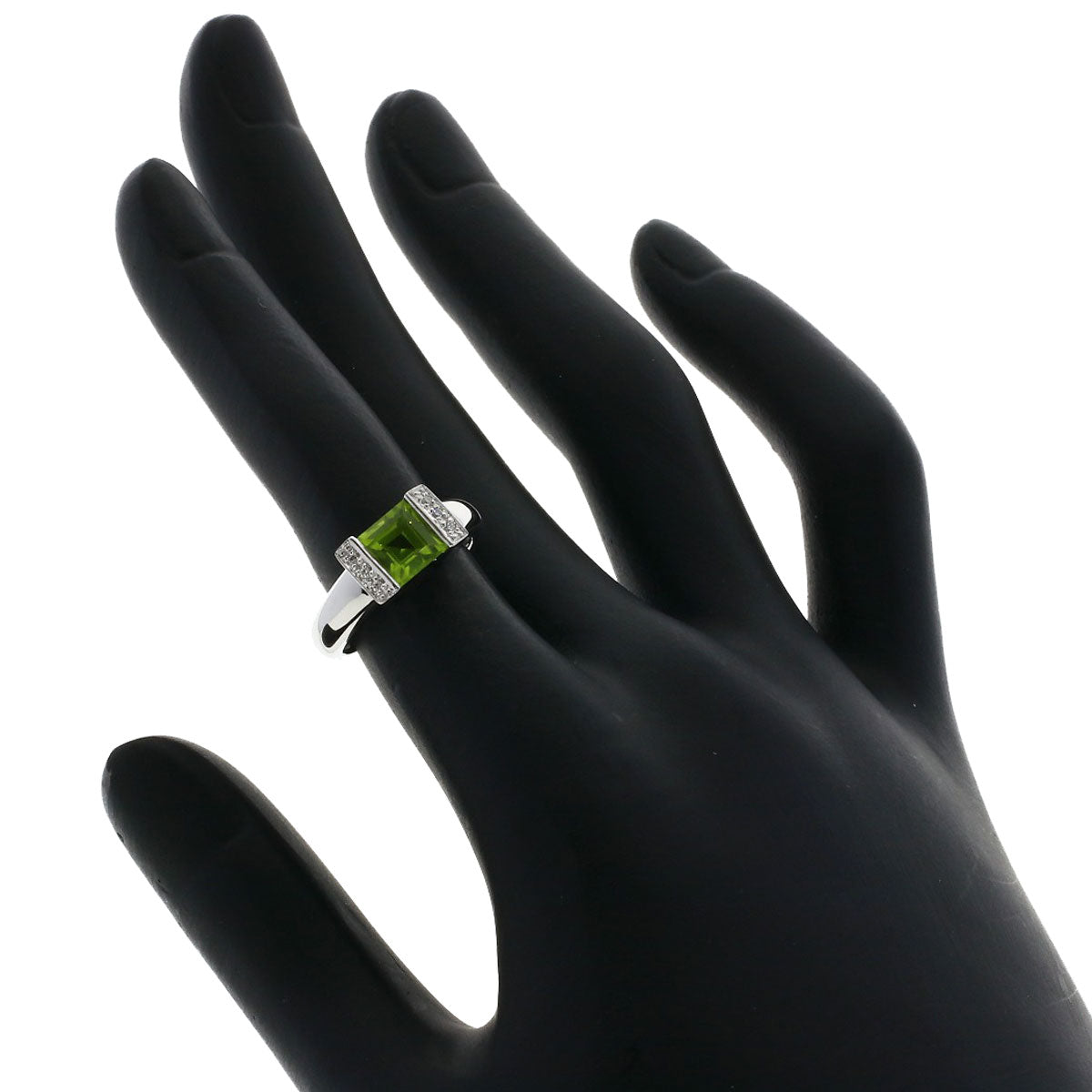 Ponte Vecchio Peridot Diamond Ring K18 White Gold Ladies [Used]