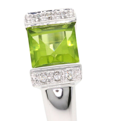 Ponte Vecchio Peridot Diamond Ring K18 White Gold Ladies [Used]