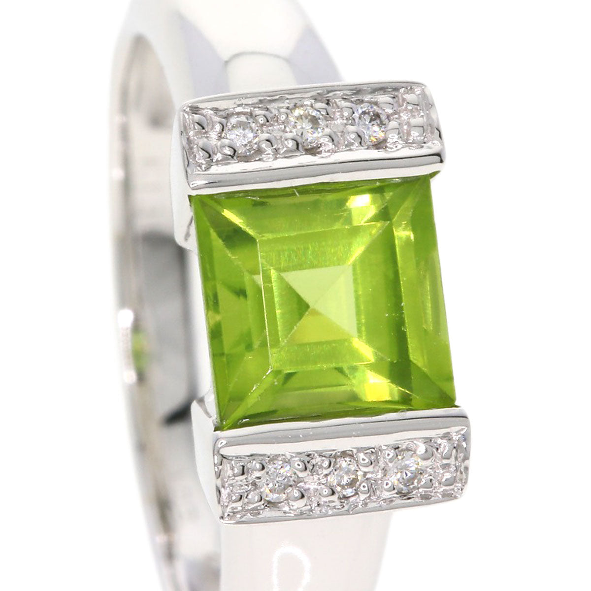 Ponte Vecchio Peridot Diamond Ring K18 White Gold Ladies [Used]