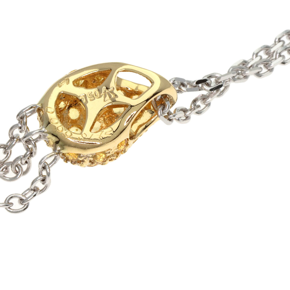 Queen Yellow sapphire Diamond Necklace K18 Yellow Gold K18 White GoldLadies [Used]