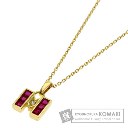 MIKIMOTO M logo Ruby Diamond Necklace K18 Yellow Gold Ladies [Used]