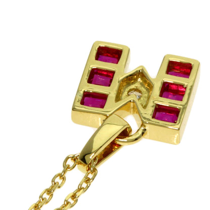 MIKIMOTO M logo Ruby Diamond Necklace K18 Yellow Gold Ladies [Used]