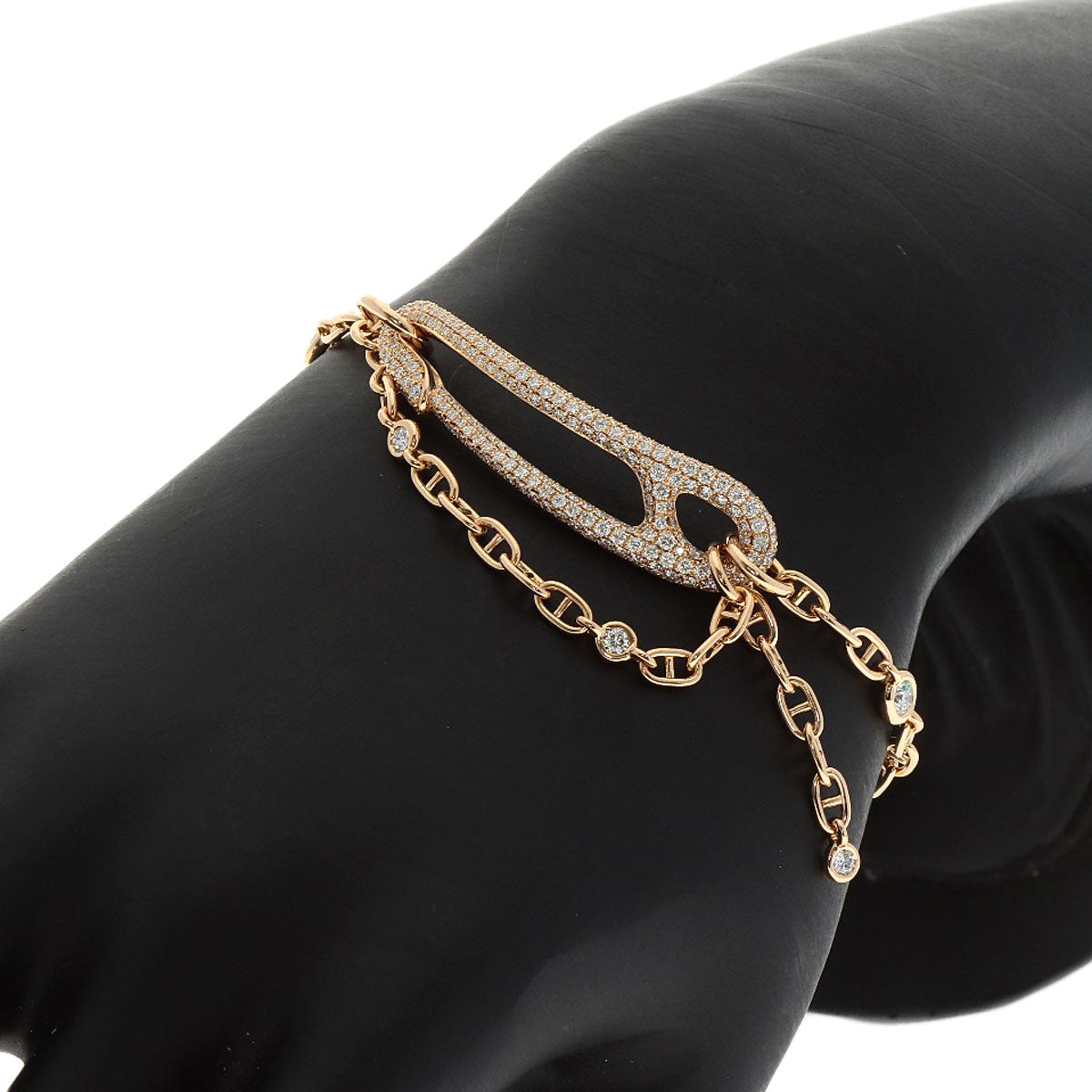 HERMES Shane Dunkle Punk Diamond Bracelet K18 Pink Gold Ladies [Used]