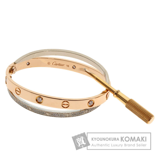 CARTIER Love Bracelet Full Diamond #16 with Driver Bracelet K18 White Gold 18K Pink GoldLadies [Used]