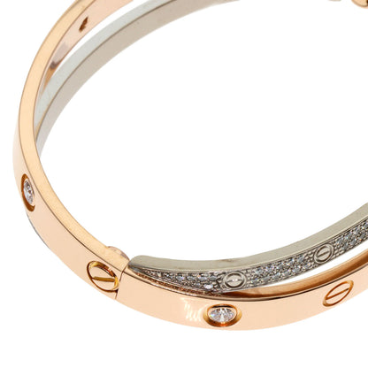 CARTIER Love Bracelet Full Diamond #16 with Driver Bracelet K18 White Gold 18K Pink GoldLadies [Used]