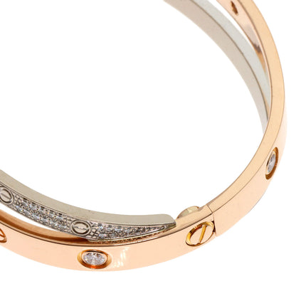 CARTIER Love Bracelet Full Diamond #16 with Driver Bracelet K18 White Gold 18K Pink GoldLadies [Used]