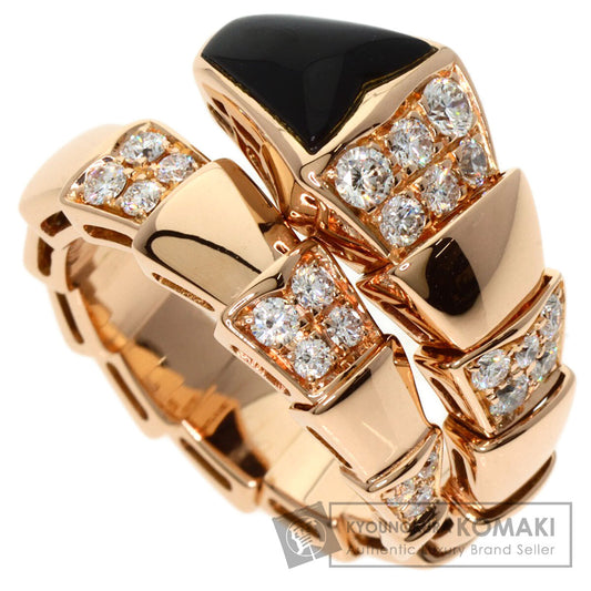 BVLGARI Serpenti Onyx Diamond M Ring K18 Pink Gold Ladies [Used]