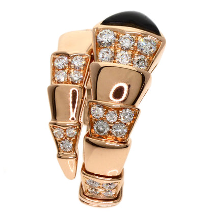 BVLGARI Serpenti Onyx Diamond M Ring K18 Pink Gold Ladies [Used]