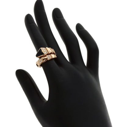 BVLGARI Serpenti Onyx Diamond M Ring K18 Pink Gold Ladies [Used]