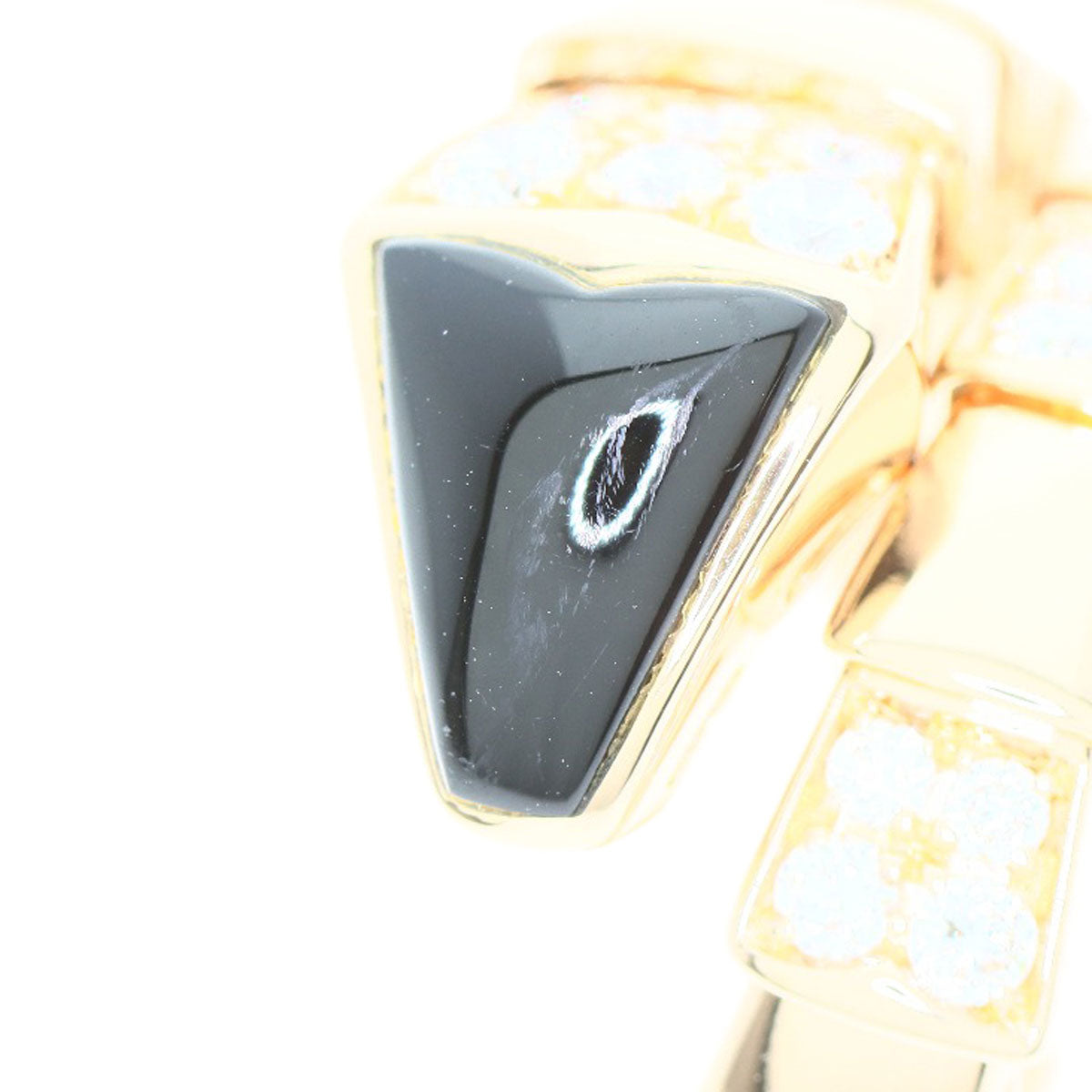 BVLGARI Serpenti Onyx Diamond M Ring K18 Pink Gold Ladies [Used]