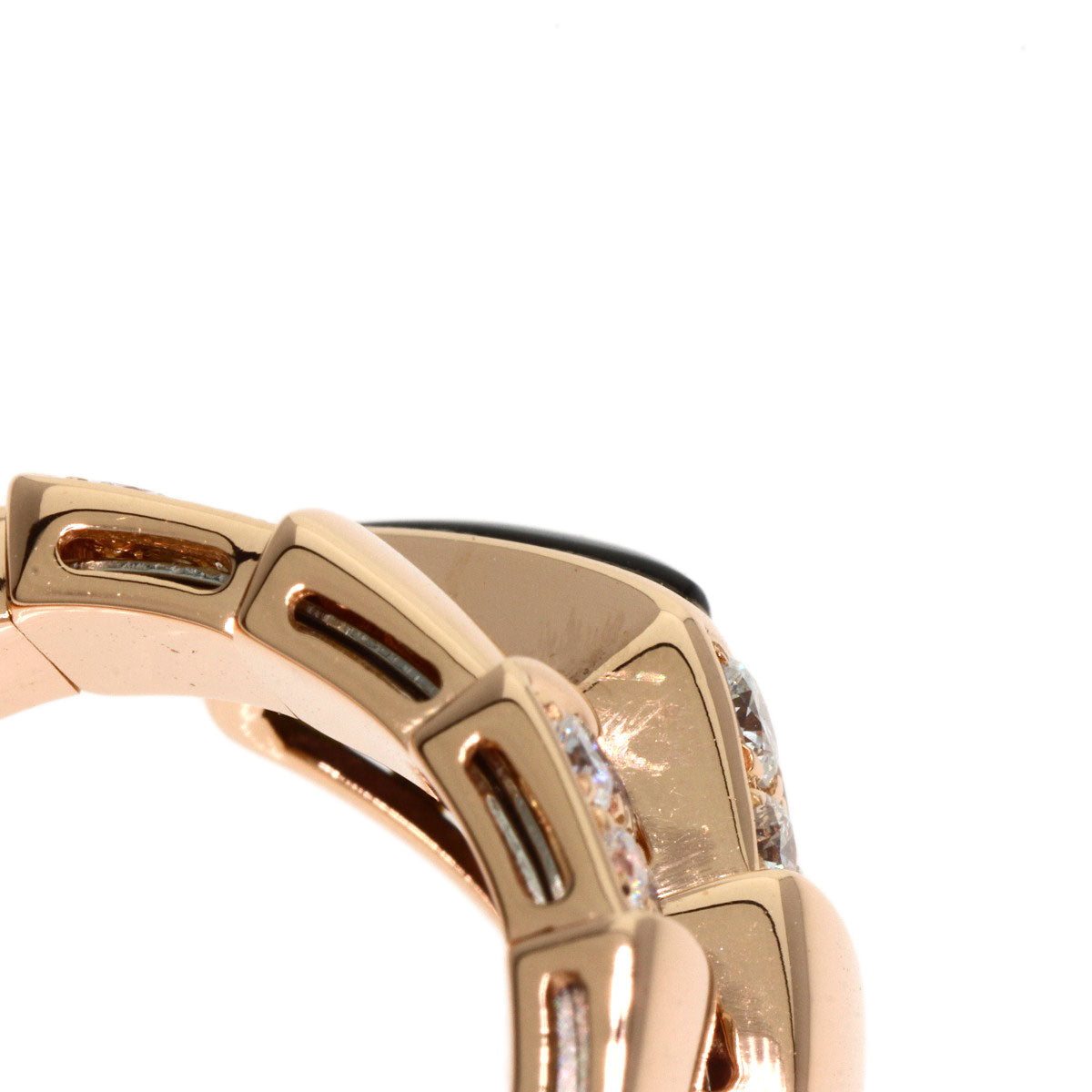 BVLGARI Serpenti Onyx Diamond M Ring K18 Pink Gold Ladies [Used]