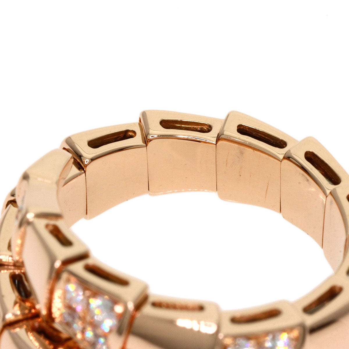 BVLGARI Serpenti Onyx Diamond M Ring K18 Pink Gold Ladies [Used]