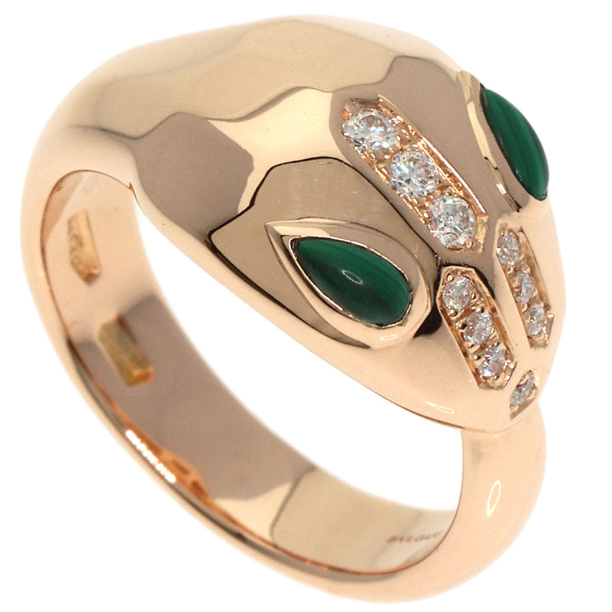 BVLGARI Serpenti Malachite Diamond Ring K18 Pink Gold Ladies [Used]