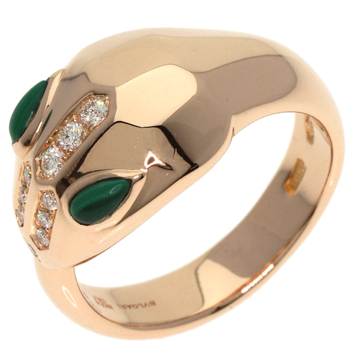 BVLGARI Serpenti Malachite Diamond Ring K18 Pink Gold Ladies [Used]