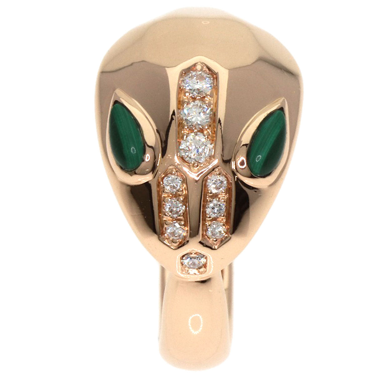 BVLGARI Serpenti Malachite Diamond Ring K18 Pink Gold Ladies [Used]