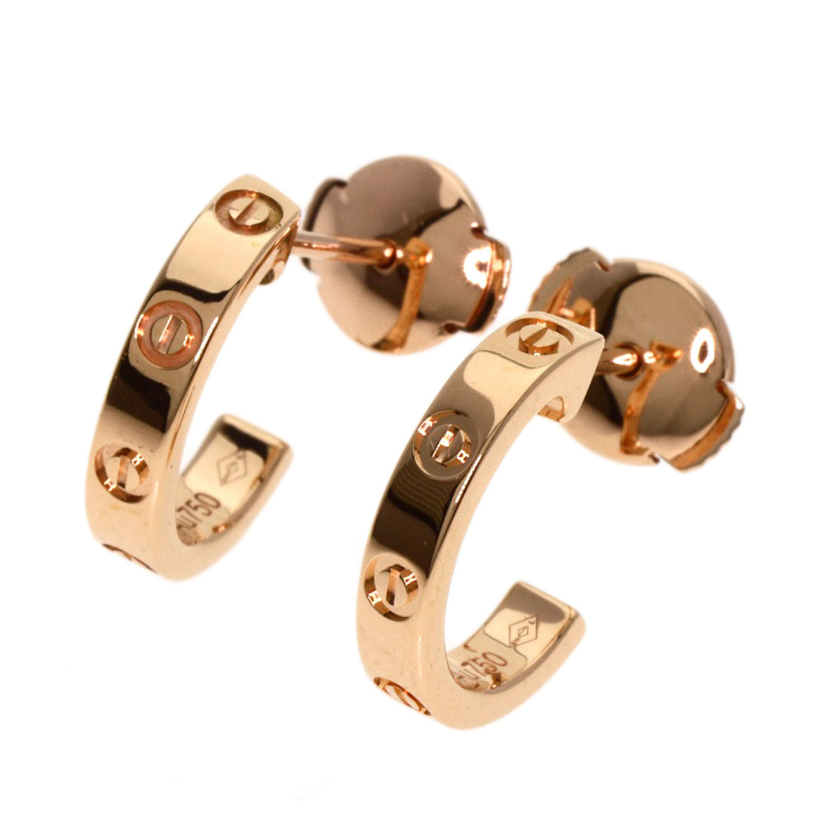 CARTIER mini love earring K18 Pink Gold Ladies [Used]