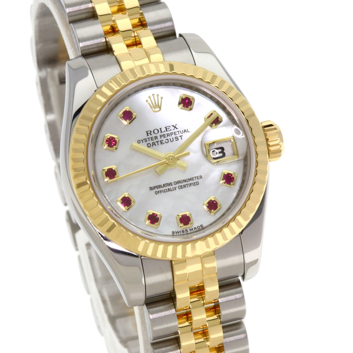 ROLEX Datejust 10P Ruby Watches 179173NGR Stainless Steel/SSxK18YG Ladies