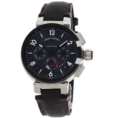 LOUIS VUITTON Tambour Chronograph GMT Evolution Watches Q1052 Stainless Steel/Leather mens