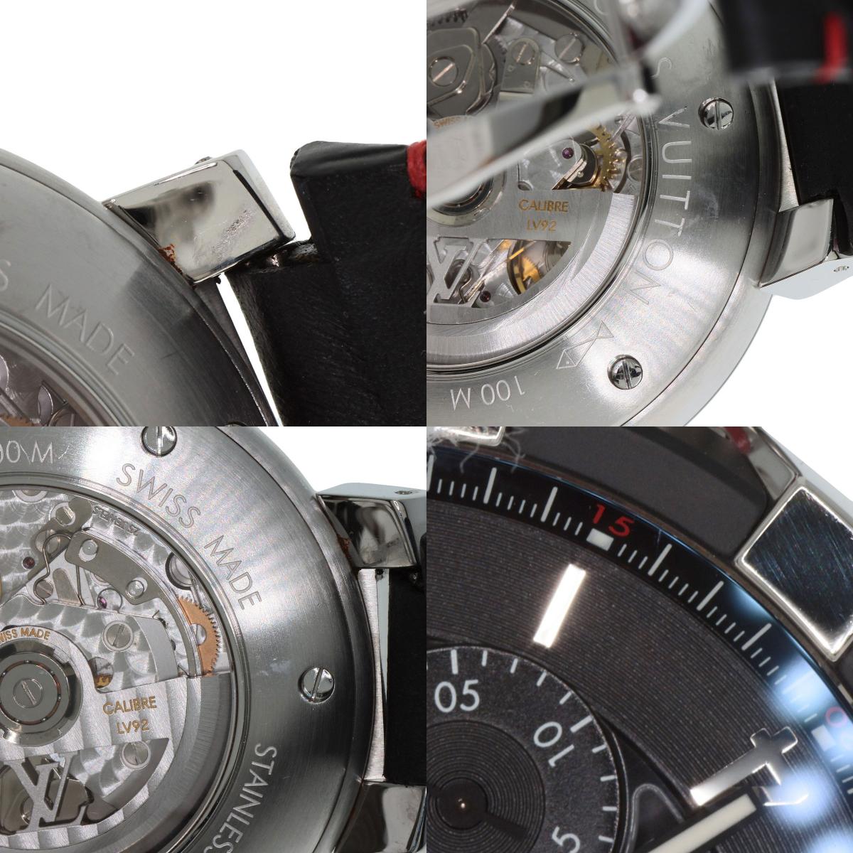 LOUIS VUITTON Tambour Chronograph GMT Evolution Watches Q1052 Stainless Steel/Leather mens