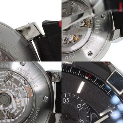 LOUIS VUITTON Tambour Chronograph GMT Evolution Watches Q1052 Stainless Steel/Leather mens