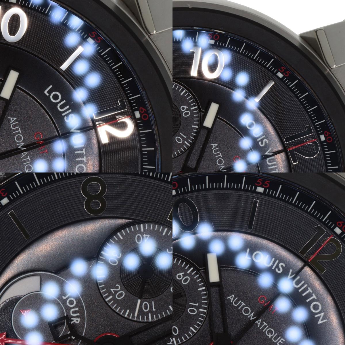 LOUIS VUITTON Tambour Chronograph GMT Evolution Watches Q1052 Stainless Steel/Leather mens