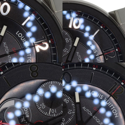 LOUIS VUITTON Tambour Chronograph GMT Evolution Watches Q1052 Stainless Steel/Leather mens