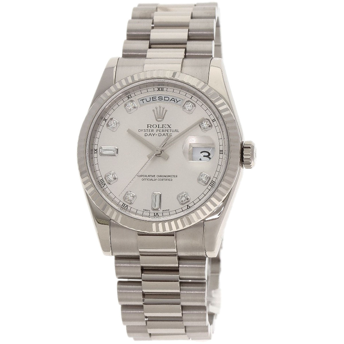 ROLEX Day Date 10P Diamond Watches 118239A K18 White Gold/K18 White Gold mens