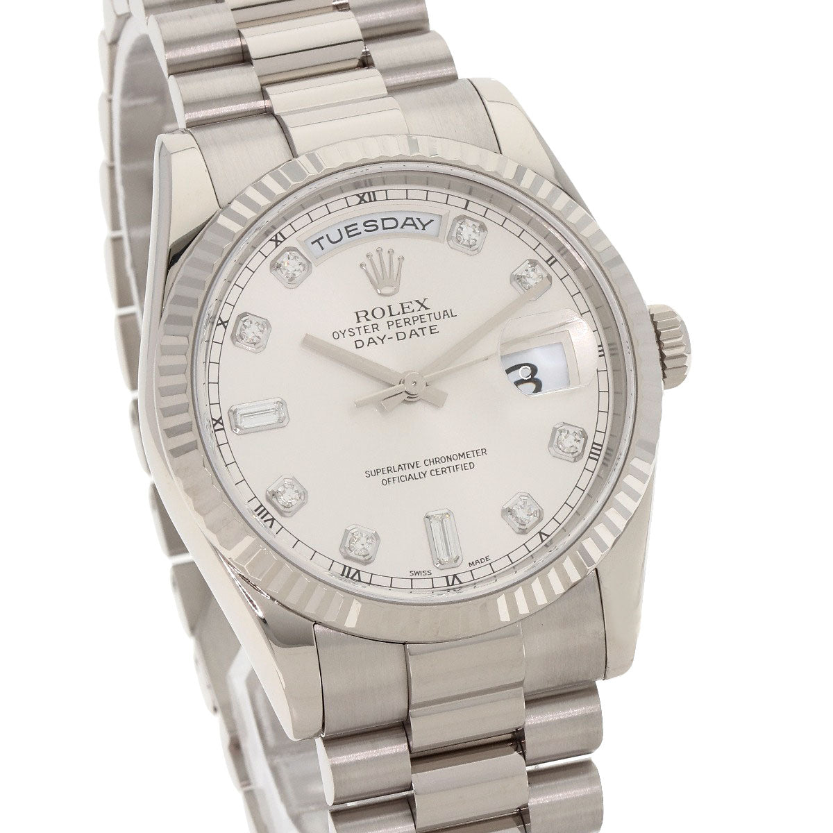 ROLEX Day Date 10P Diamond Watches 118239A K18 White Gold/K18 White Gold mens