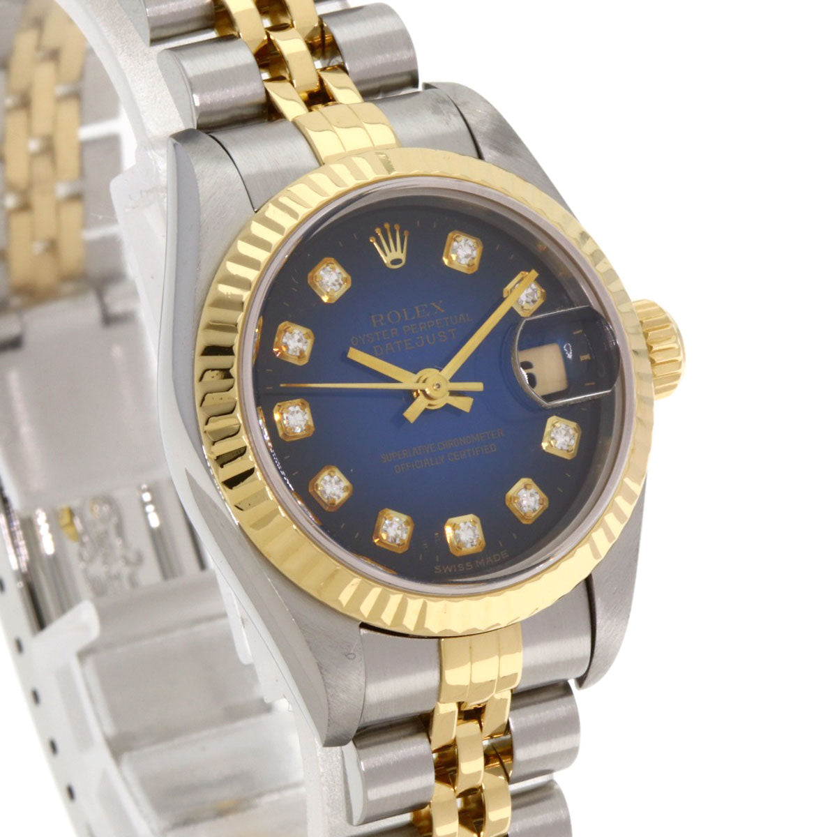 ROLEX Datejust 10P Diamond Blue Gradation Watches 69173G Stainless Steel/SSxK18YG Ladies
