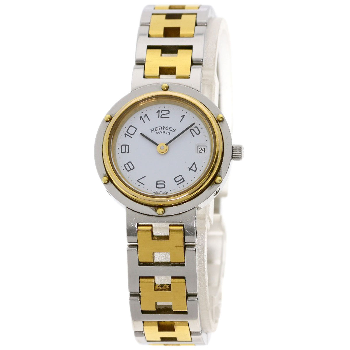 HERMES clipper old buckle Watches Stainless Steel/SSxGP Ladies