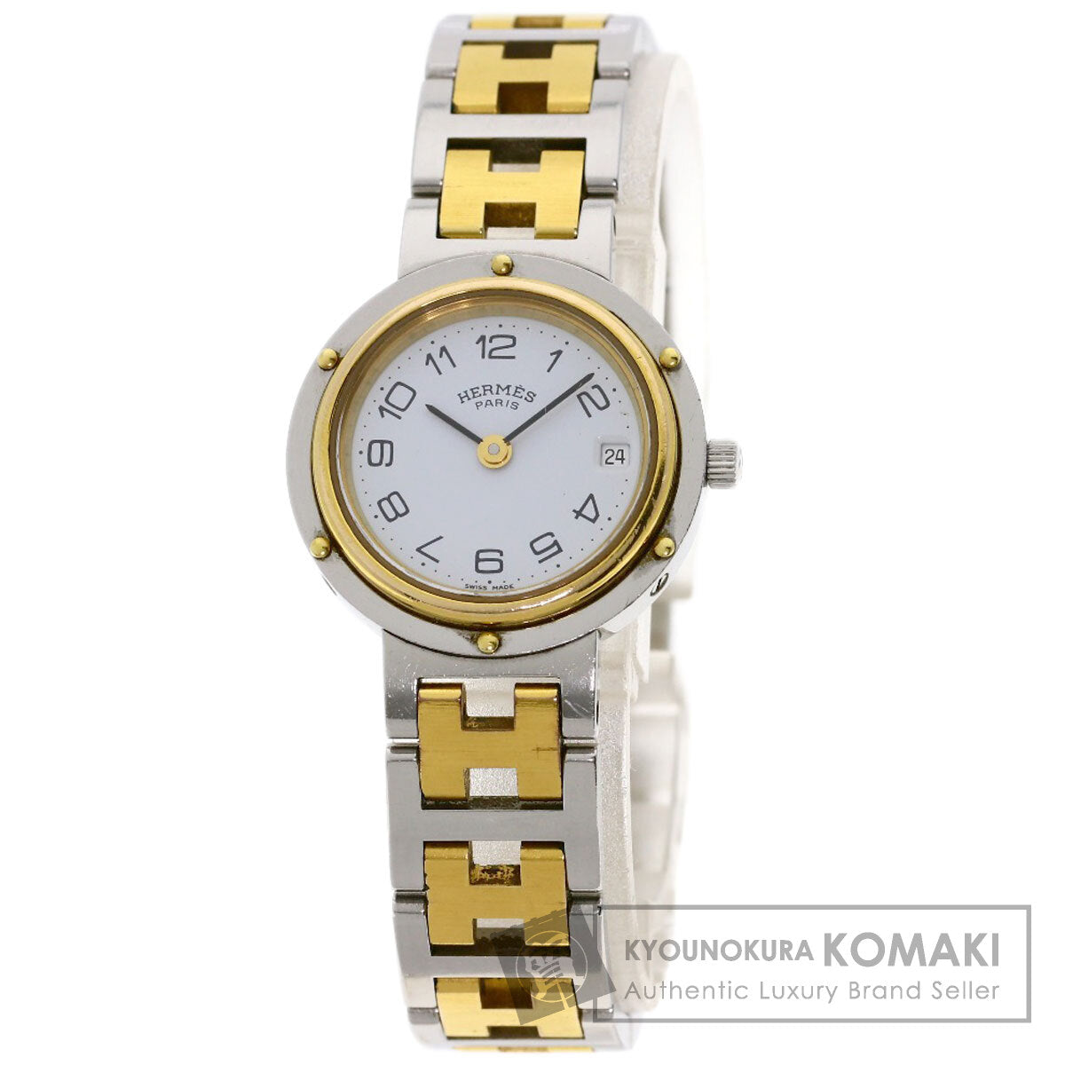 HERMES clipper old buckle Watches Stainless Steel/SSxGP Ladies