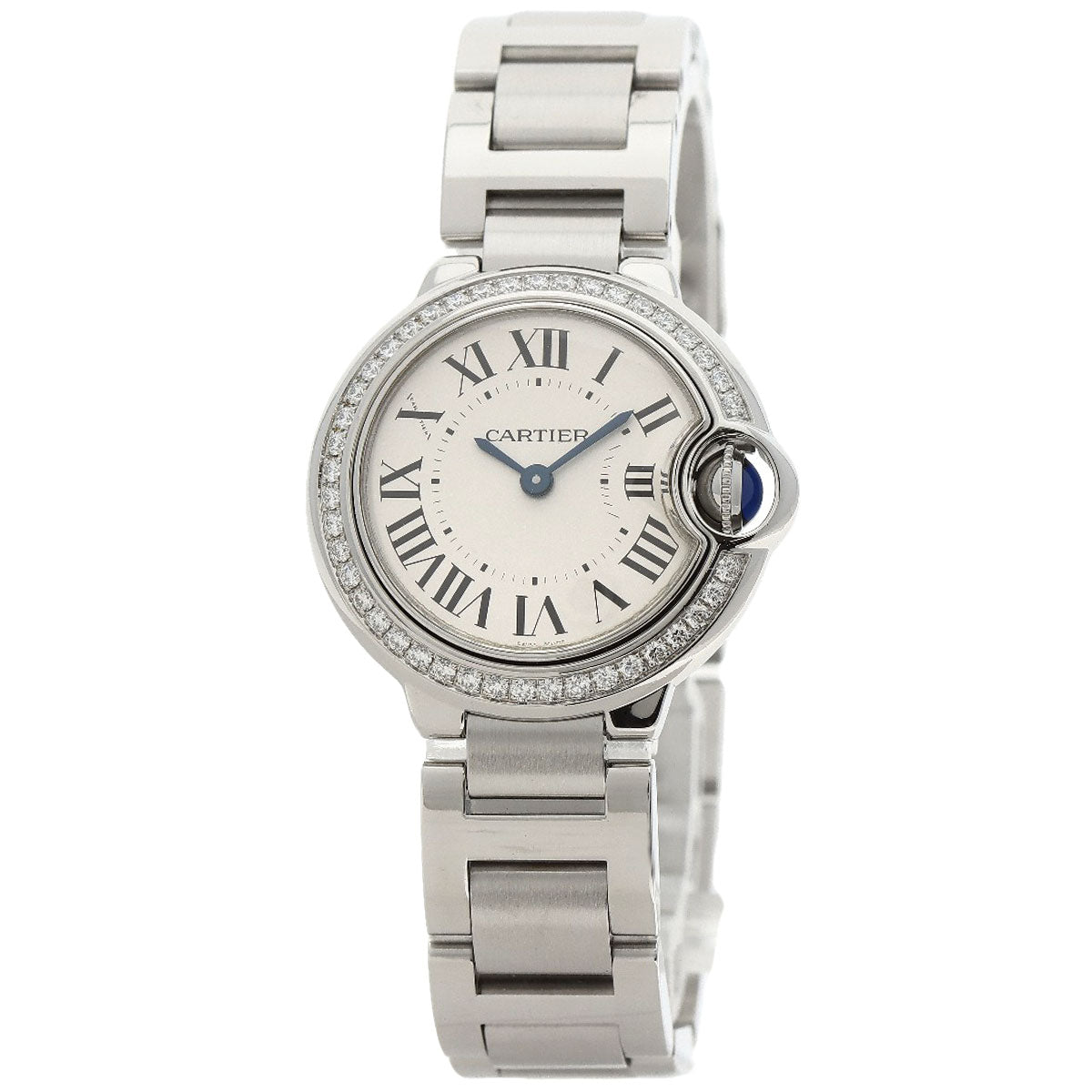 CARTIER Ballon Blue Bezel Diamond Watches W4BB0015 Stainless Steel/Stainless Steel Ladies