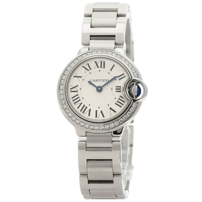 CARTIER Ballon Blue Bezel Diamond Watches W4BB0015 Stainless Steel/Stainless Steel Ladies