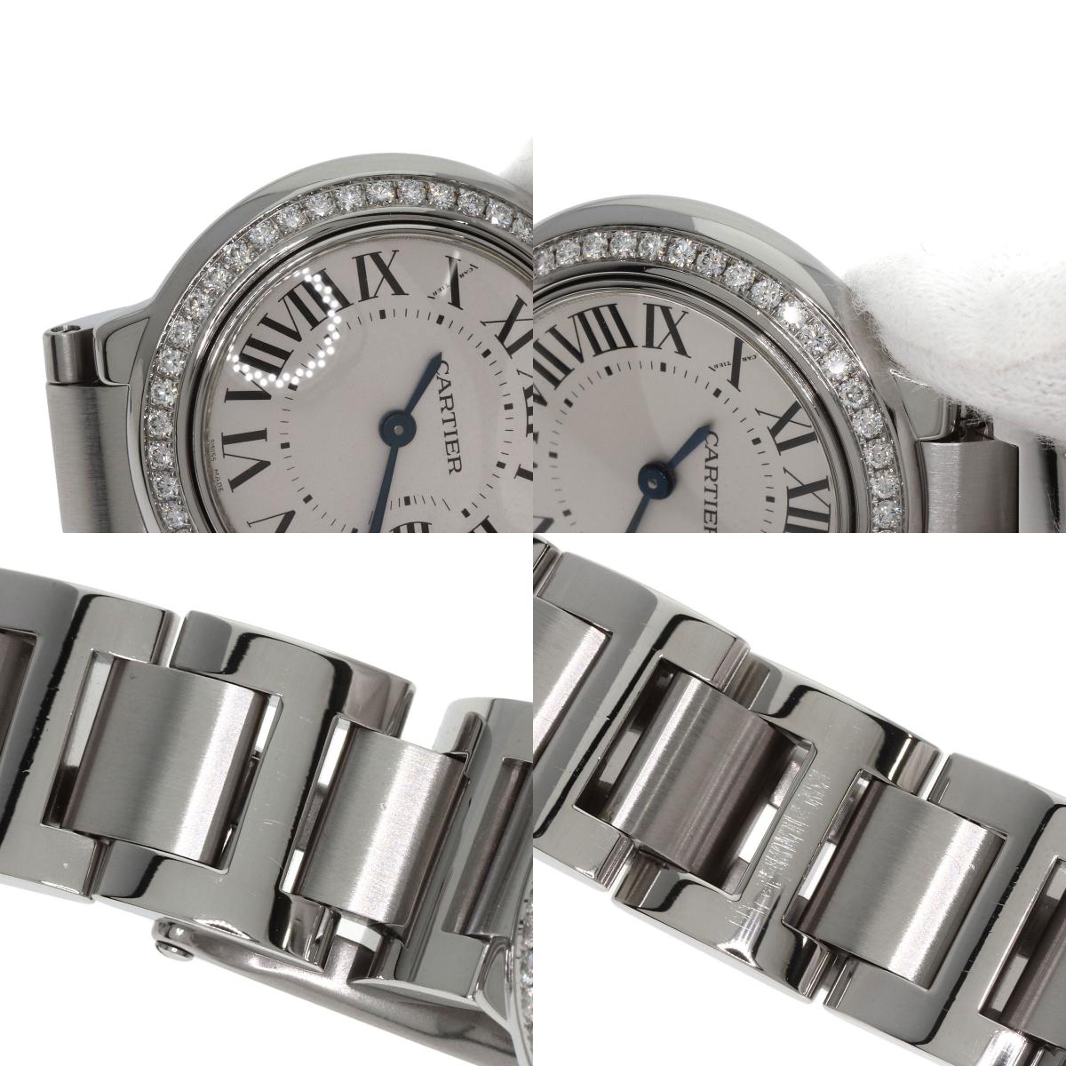 CARTIER Ballon Blue Bezel Diamond Watches W4BB0015 Stainless Steel/Stainless Steel Ladies