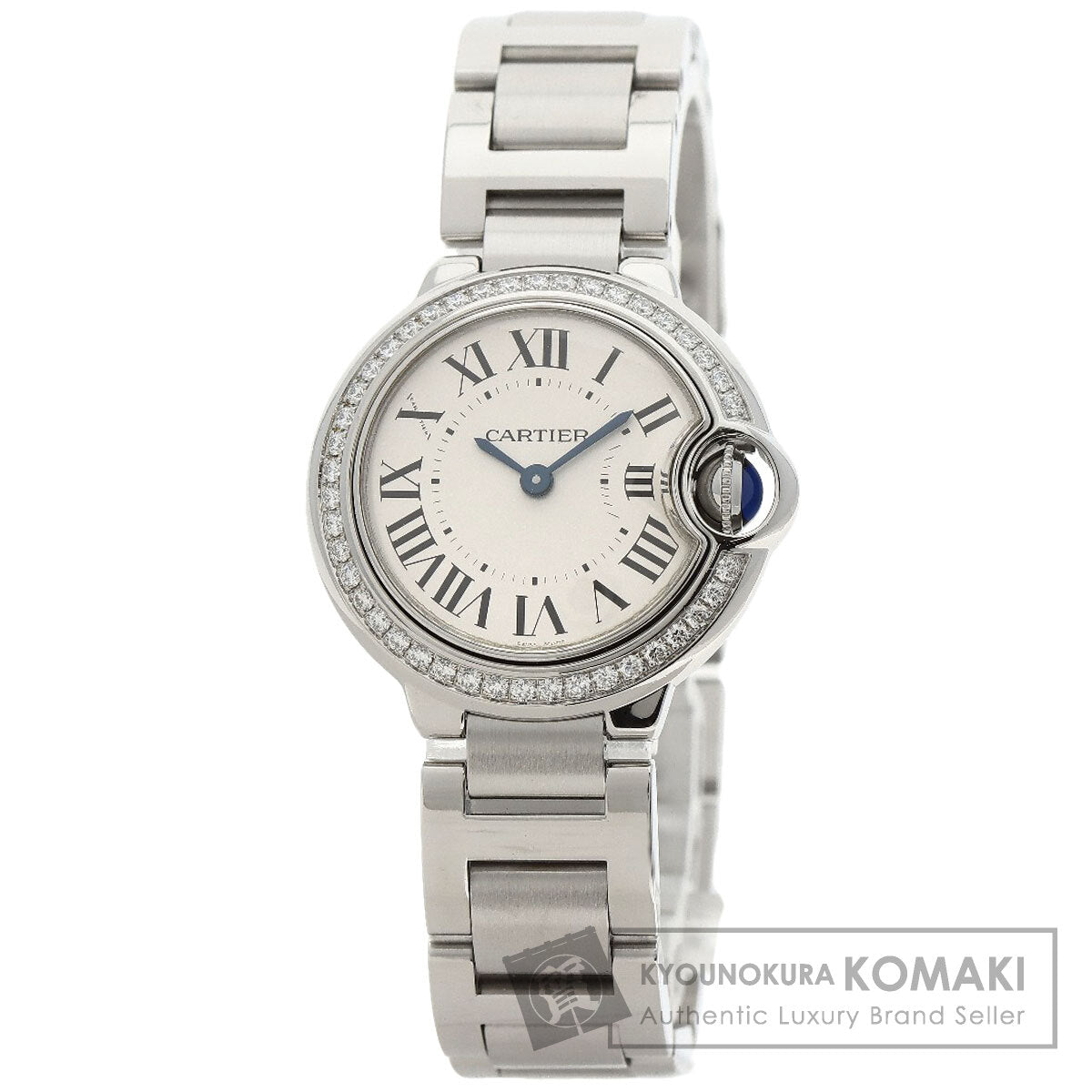 CARTIER Ballon Blue Bezel Diamond Watches W4BB0015 Stainless Steel/Stainless Steel Ladies