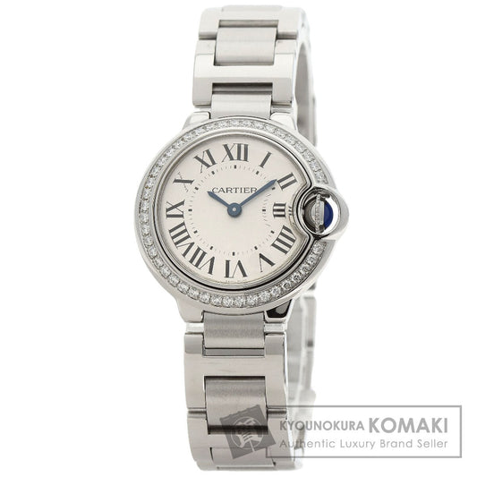 CARTIER Ballon Blue Bezel Diamond Watches W4BB0015 Stainless Steel/Stainless Steel Ladies